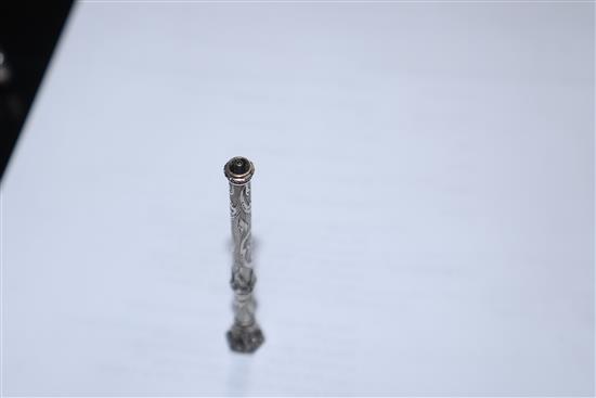A Dunhill gold-plated fountain pen, 14ct gold nib, a miniature guilloche enamel propelling pencil and eight other items
